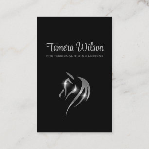 Tarjeta De Visita Luxury Equestrian Horse Training Silver Black