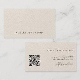 Tarjeta De Visita Luxury Faux Leather Certified Accountant QR Code