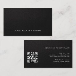Tarjeta De Visita Luxury Faux Leather Certified Accountant QR Code