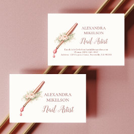 Tarjeta De Visita Luxury Floral Nail Artist Business
