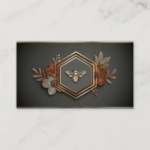 Luxury Gold Bee Hexagon Floral Midnight Black