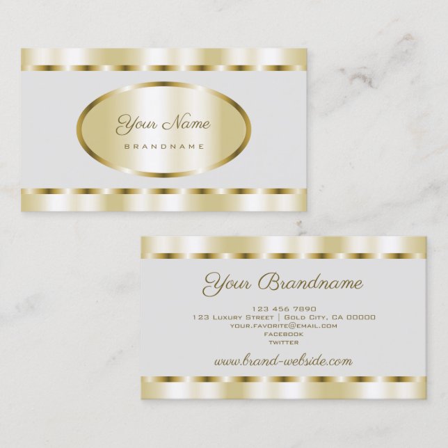 Tarjeta De Visita Luxury Gold Effect y Light Gray Professional (Anverso / Reverso)