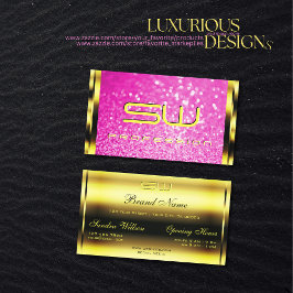 Tarjeta De Visita Luxury Gold Girly Pink Glitter Sparkle Initials