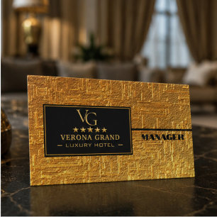 Tarjeta De Visita Luxury Gold Hotel Manager 5-Star Hospitality Staff