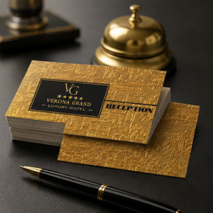 Tarjeta De Visita Luxury Gold Hotel Reception Hospitality Staff
