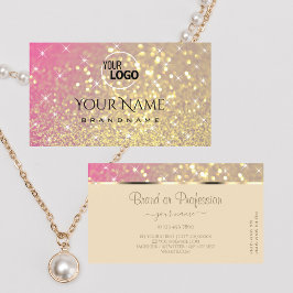 Tarjeta De Visita Luxury Gold Pink Purple Glitter Sparkle Stars Logo