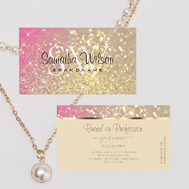 Tarjeta De Visita Luxury Gold Pink Purple Glitter Stars and Initials