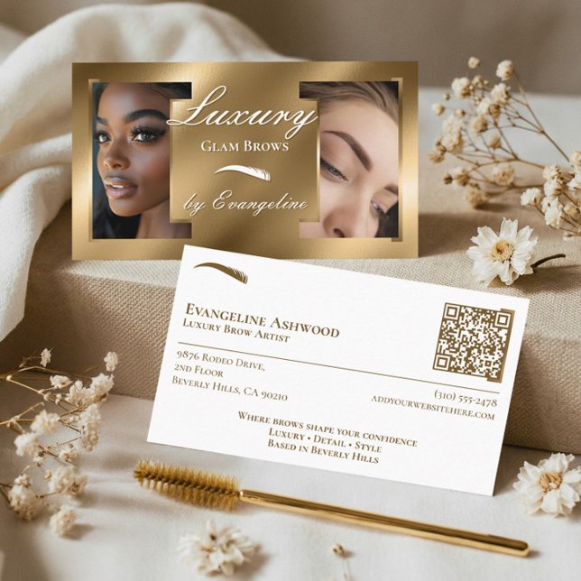 Tarjeta De Visita Luxury Gold Professional Beauty Brow Artist Photos (Luxury Gold Professional Beauty Brow Artist Photos Business Card)