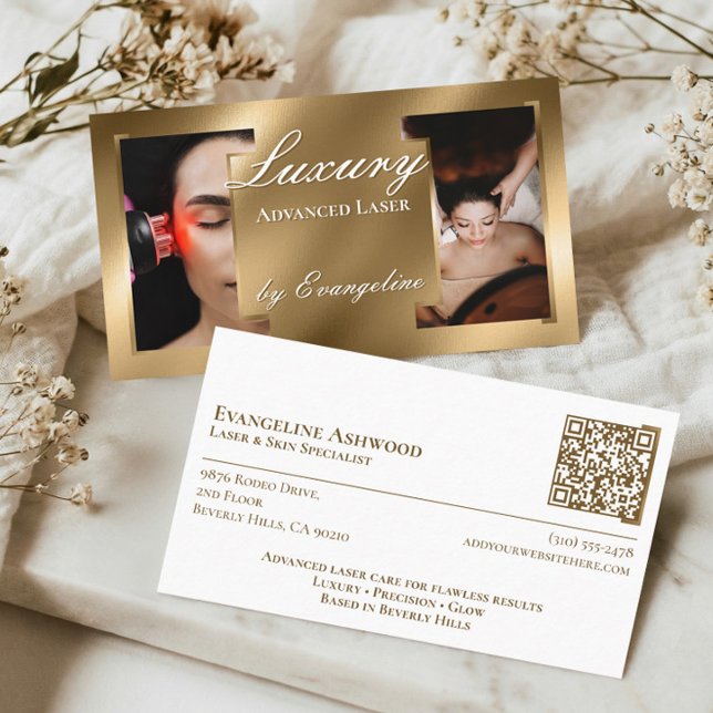 Tarjeta De Visita Luxury Gold Professional Laser Specialist Photos (Luxury Gold Professional Laser Specialist Photos Business Card)