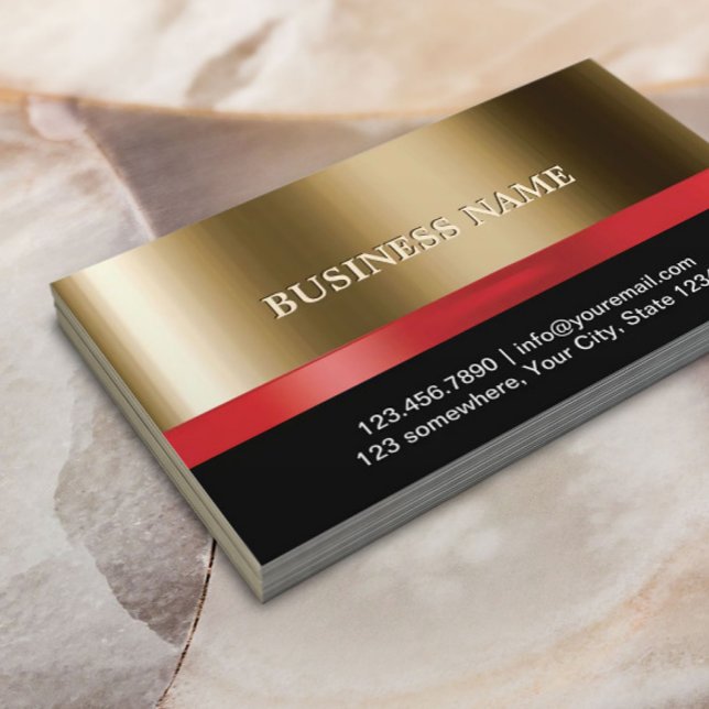 Tarjeta De Visita Luxury Gold Red Ribbon Beauty Salon Spa (Subido por el creador)