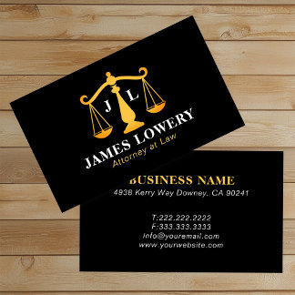 Tarjeta De Visita Luxury Gold Scales of Justice Attorney