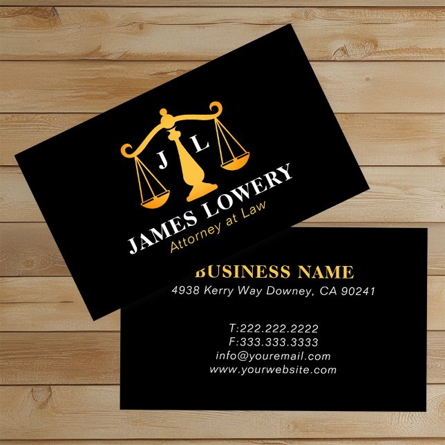 Tarjeta De Visita Luxury Gold Scales of Justice Attorney (Subido por el creador)