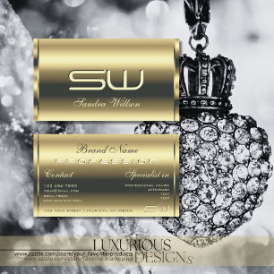Tarjeta De Visita Luxury Gold Sparkling Effect Iniciales Profesional
