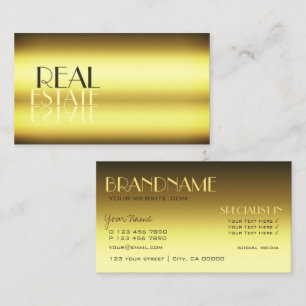 Tarjeta De Visita Luxury Gold Stylish Mirror Letters Professional