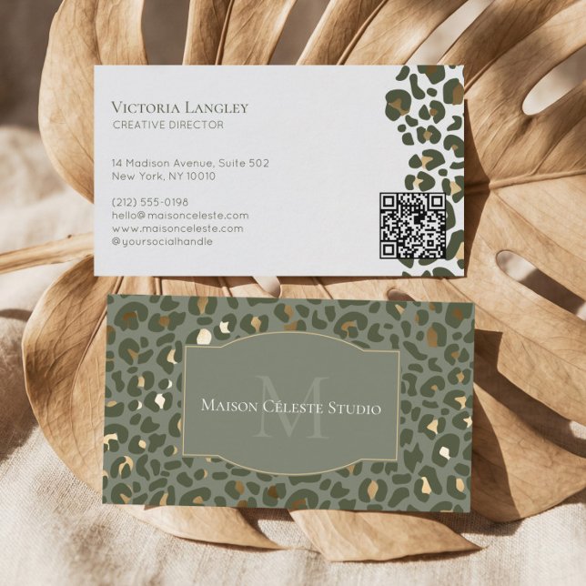 Tarjeta De Visita Luxury Green Gold Cheetah Leopard Print Elegant (Luxury Green Gold Cheetah Leopard Print Elegant Business Card)