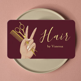 Tarjeta De Visita Luxury Hair Salon Hairstylist Hairdresser Burgundy