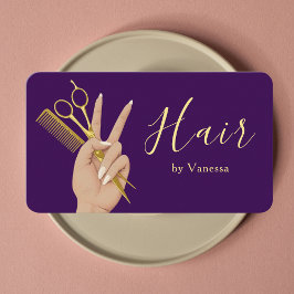 Tarjeta De Visita Luxury Hair Salon Hairstylist Hairdresser Purple