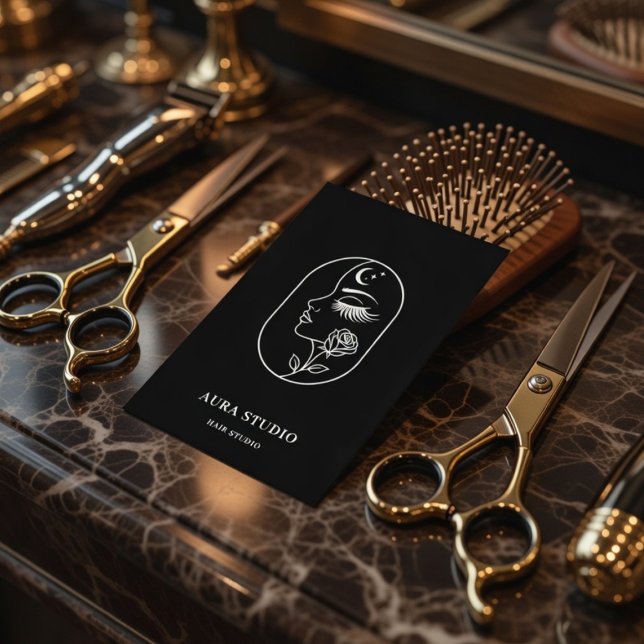 Tarjeta De Visita Luxury Hair Stylist Business Card with QR Code  (Subido por el creador)