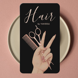 Tarjeta De Visita Luxury Hairstylist Hairdresser Elegant Rose Gold