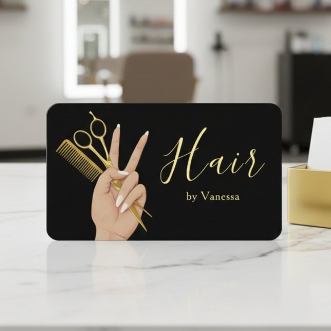 Tarjeta De Visita Luxury Hairstylist Hairdresser Stylish Hair Salon (Subido por el creador)