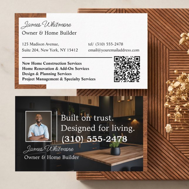 Tarjeta De Visita Luxury Home Renovation Home Builder Photo Qr Code (Luxury Home Renovation Home Builder Phot Qr Code Business Card)