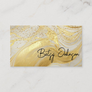 Tarjeta De Visita Luxury Ivory Marble & Gold Glitter Business Card