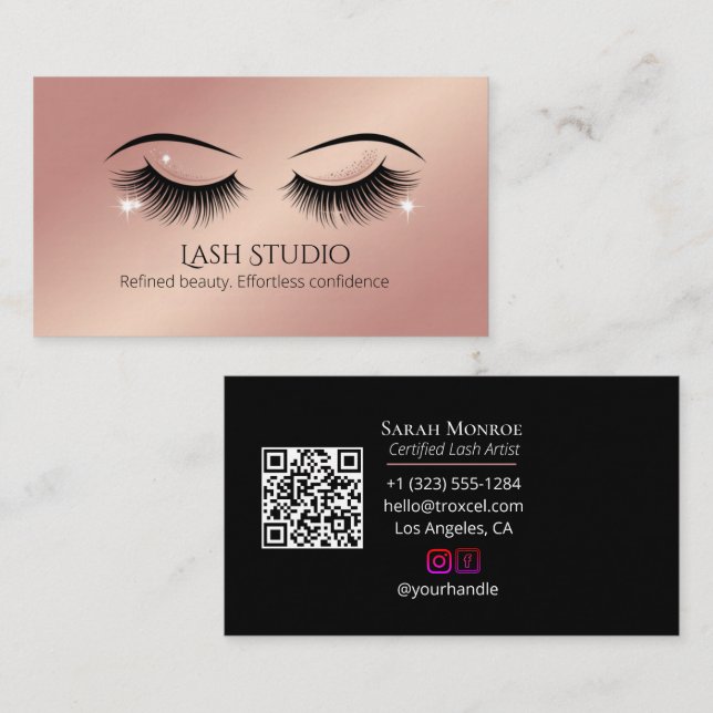Tarjeta De Visita Luxury Lash Design with QR code (Anverso / Reverso)