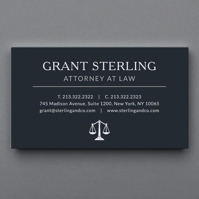 Tarjeta De Visita  Luxury Lawyer Attorney at Law Black Silver (Subido por el creador)