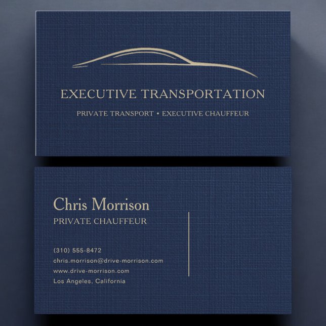 Tarjeta De Visita Luxury Linen Executive Transport Navy Blue (Subido por el creador)
