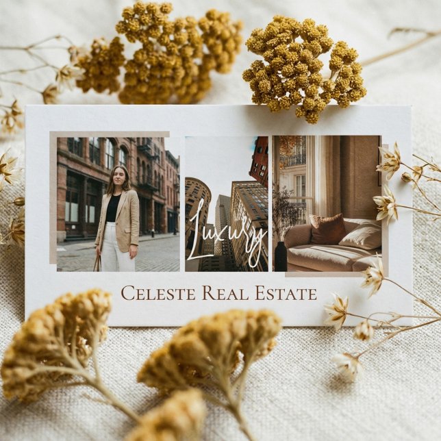 Tarjeta De Visita Luxury Modern Elegant Photo Layout Real Estate  (Luxury Modern Elegant Photo Layout Real Estate Business Card)