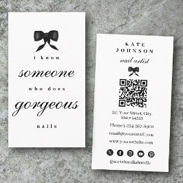 Tarjeta De Visita Luxury Nail Artist Beaty Salon Manicure QR Code 