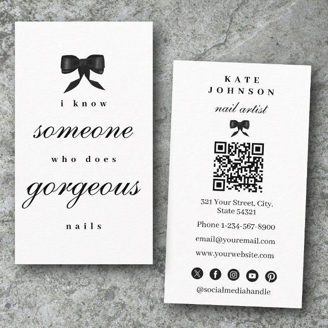 Tarjeta De Visita Luxury Nail Artist Beaty Salon Manicure QR Code  (Luxury Nail Artist Beaty Salon Manicure QR Code Business Card)