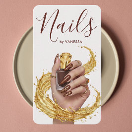 Tarjeta De Visita Luxury Nail Artist Manicurist Espresso Deep Clove