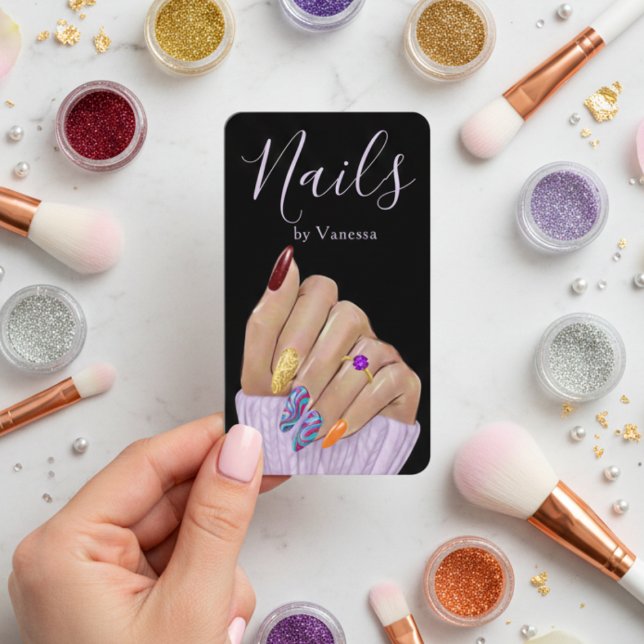 Tarjeta De Visita Luxury Nail Salon QR Code Modern Nail Tech (Subido por el creador)