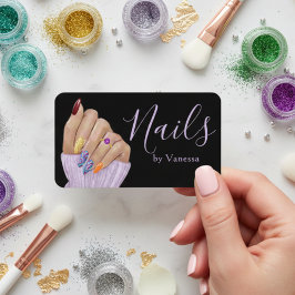 Tarjeta De Visita Luxury Nail Technician Chic Manicurist Branding