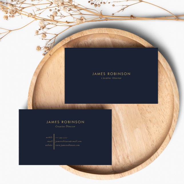 Tarjeta De Visita Luxury Navy Blue & Gold Profesional Moderno (Subido por el creador)