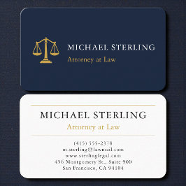 Tarjeta De Visita Luxury Navy Gold Attorney & Counselor at Law