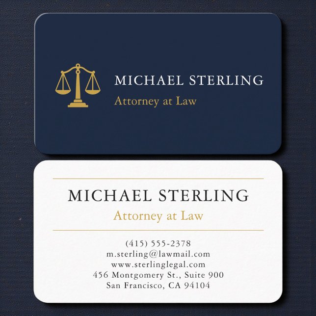Tarjeta De Visita Luxury Navy Gold Attorney & Counselor at Law (Subido por el creador)
