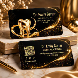Tarjeta De Visita Luxury Negro y Oro Dental | Dental Elegante