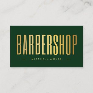 Tarjeta De Visita Luxury Oscuro Verde Falso Dorado Peluquero Estilis
