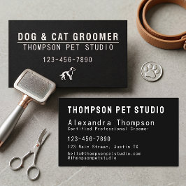 Tarjeta De Visita Luxury Pet Groomer Modern Bold Professional