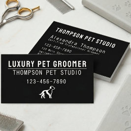Tarjeta De Visita Luxury Pet Groomer Modern Bold Professional