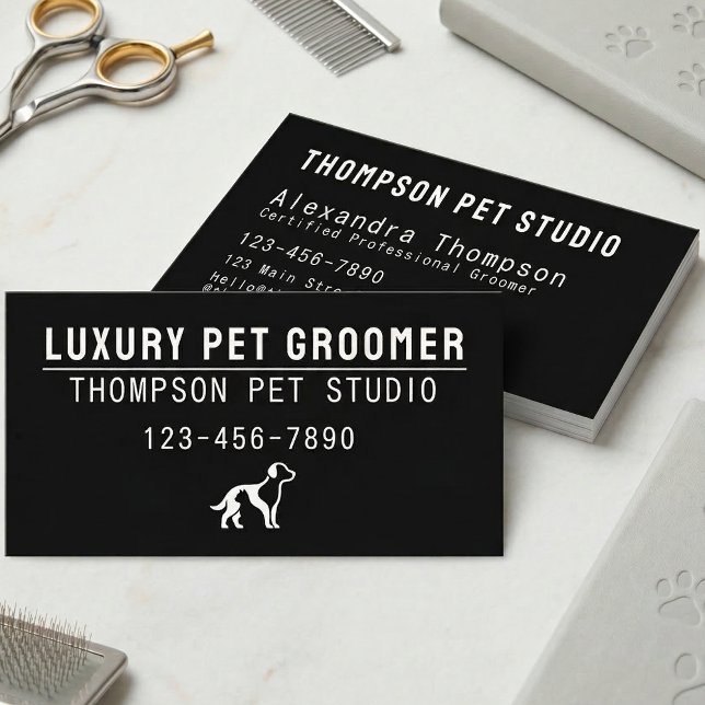 Tarjeta De Visita Luxury Pet Groomer Modern Bold Professional (Subido por el creador)
