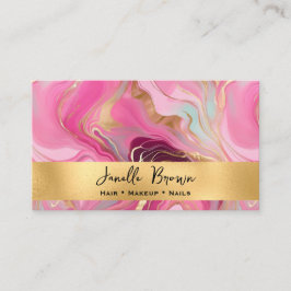Tarjeta De Visita Luxury Pink Marble and Gold Foil
