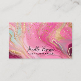 Tarjeta De Visita Luxury Pink Marble and Gold Glitter