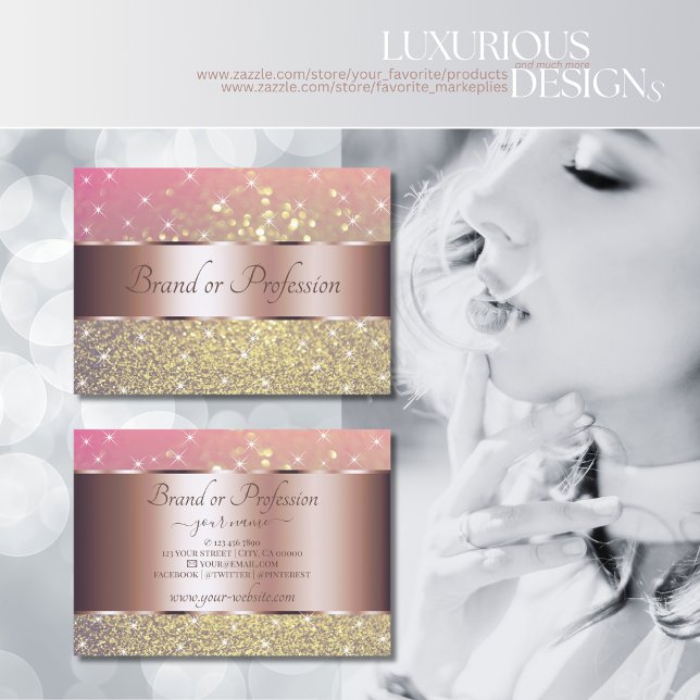 Tarjeta De Visita Luxury Pink Purple Gold Glitter Stars Rose Gold (Subido por el creador)