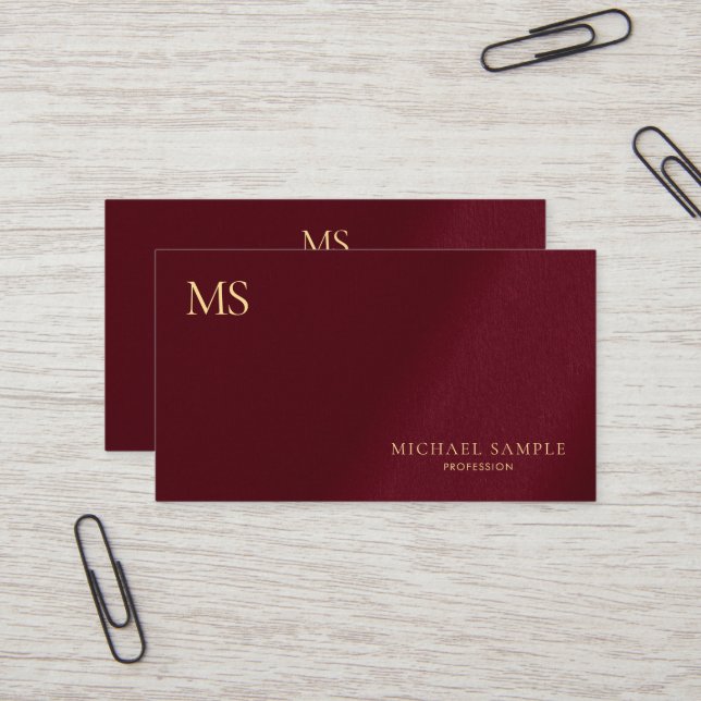 Tarjeta De Visita Luxury Premium Thick Stylish Gold Text Monogram (Anverso/Reverso In Situ)
