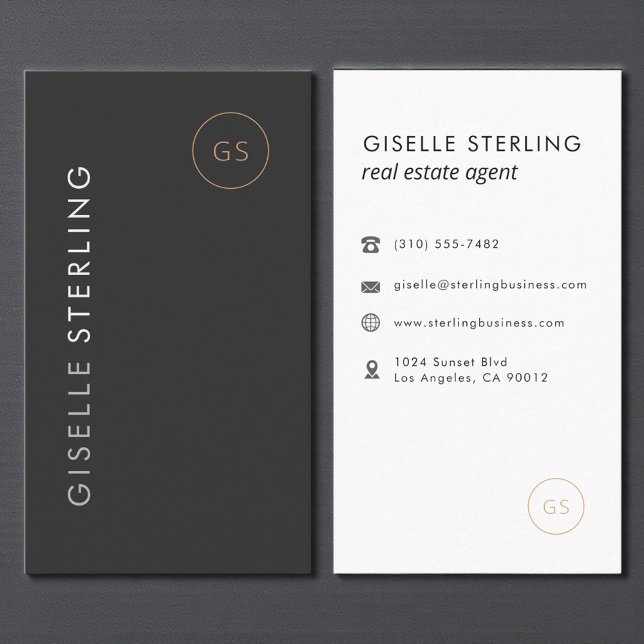 Tarjeta De Visita Luxury Real Estate Agent Black Gold Elegant Modern (Subido por el creador)
