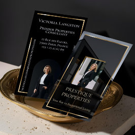Tarjeta De Visita Luxury Real Estate Black Gold Photo Monogram