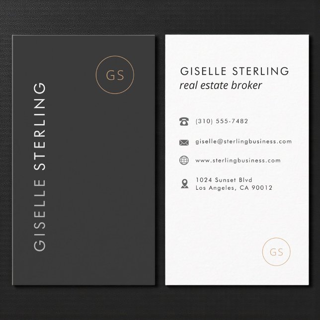 Tarjeta De Visita Luxury Real Estate Broker Black Gold Elegant (Subido por el creador)